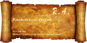 Raskovics Antal névjegykártya